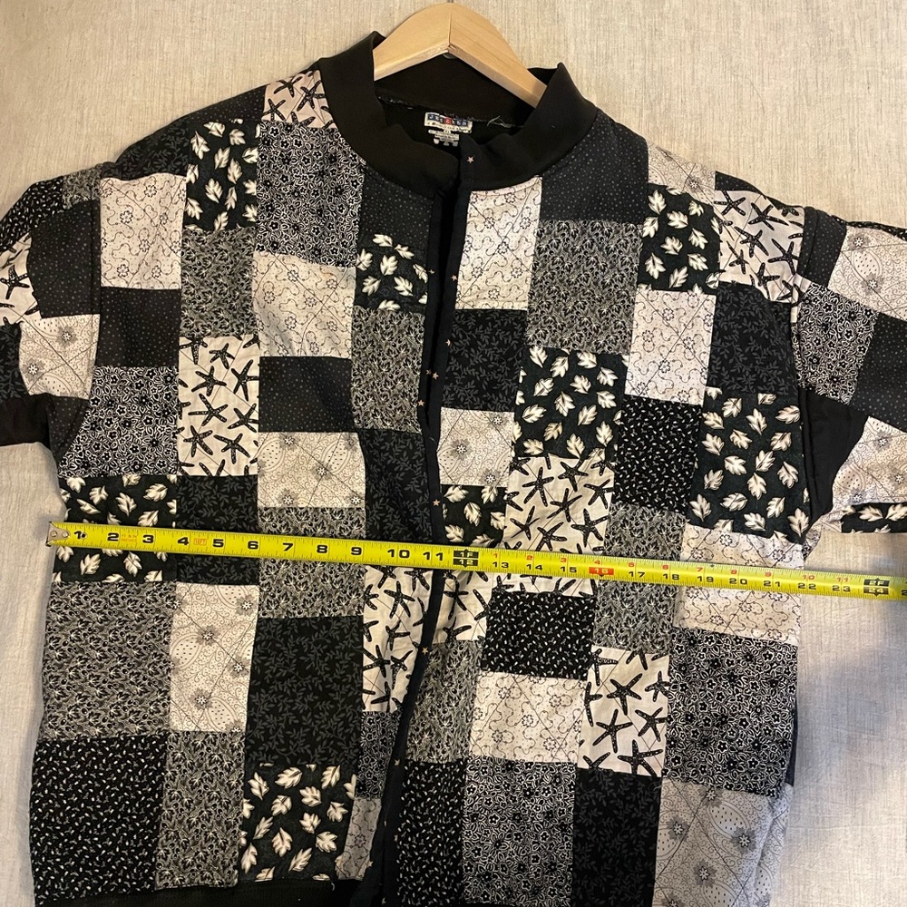 Jerzees - Patchwork Quilt Jacket - Black And Whit… - image 5